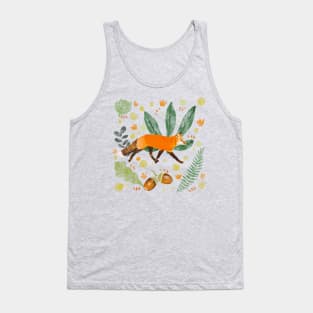 Watercolor illustration of a fox in the wood Tank Top